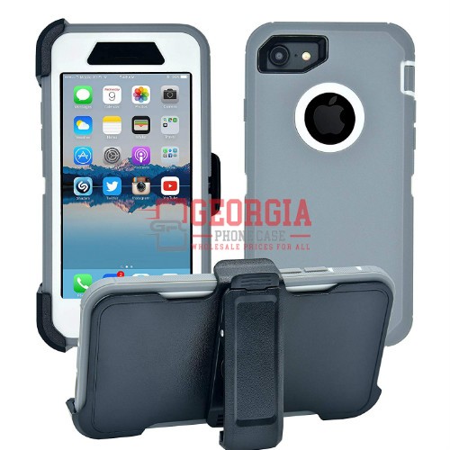 D3-Plain Grey White 5.5inch iPhone 6 Plus 6s Plus 7 Plus 8 Plus Hybrid Robot Har…