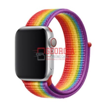 D15-Rainbow Band for Apple Watch Size 38mm/40mm/41mm Series 1 to 9 / SE soft nyl…