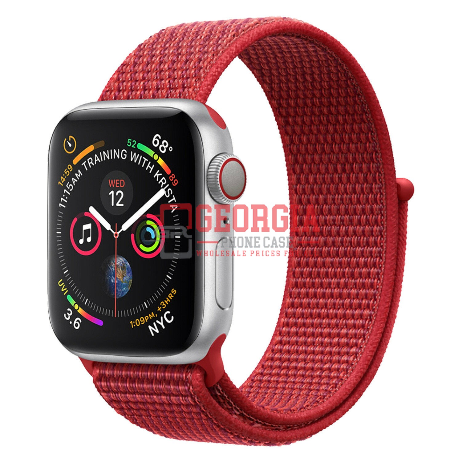 D17-Red Band for Apple Watch Size 42mm/44mm/45mm/49mm Series 1 to 9 / SE / Ultra…