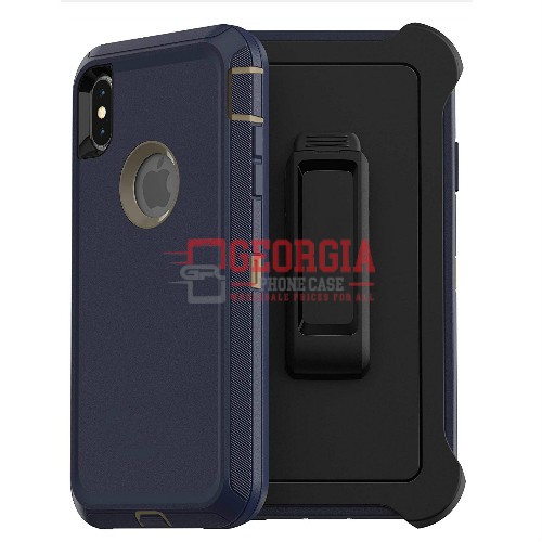 D2-Plain Blue 5.8inch iPhone X XS Hybrid Robot Hard Case With Belt Clip Heavy Duty Back Cover Defender Style – Georgia Phone Case