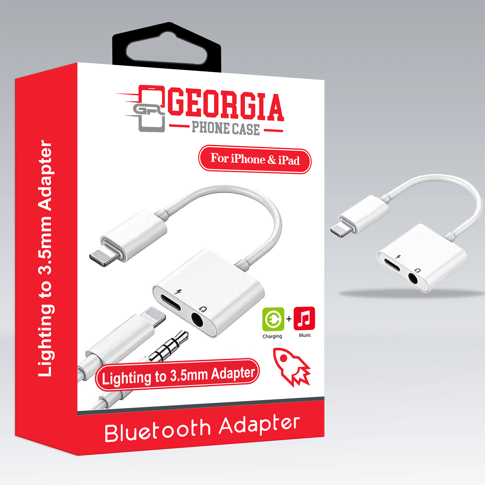 D231-Dual Bluetooth Auxiliary Aux Adapter 3.5 Converter Charger Cable & Headphone Jack for iPhone 7 8 PLUS X XR XS 11 PRO MAX – Georgia Phone Case