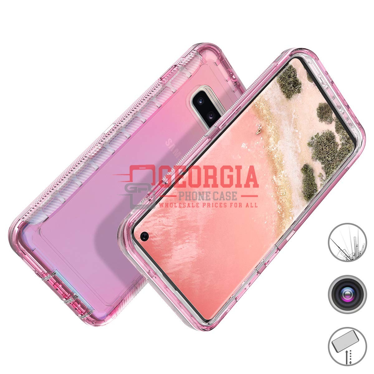 D13- Tinted Pink Clear 6.7inch Samsung Galaxy S10 5g Hybrid Robot Hard Case Heav…