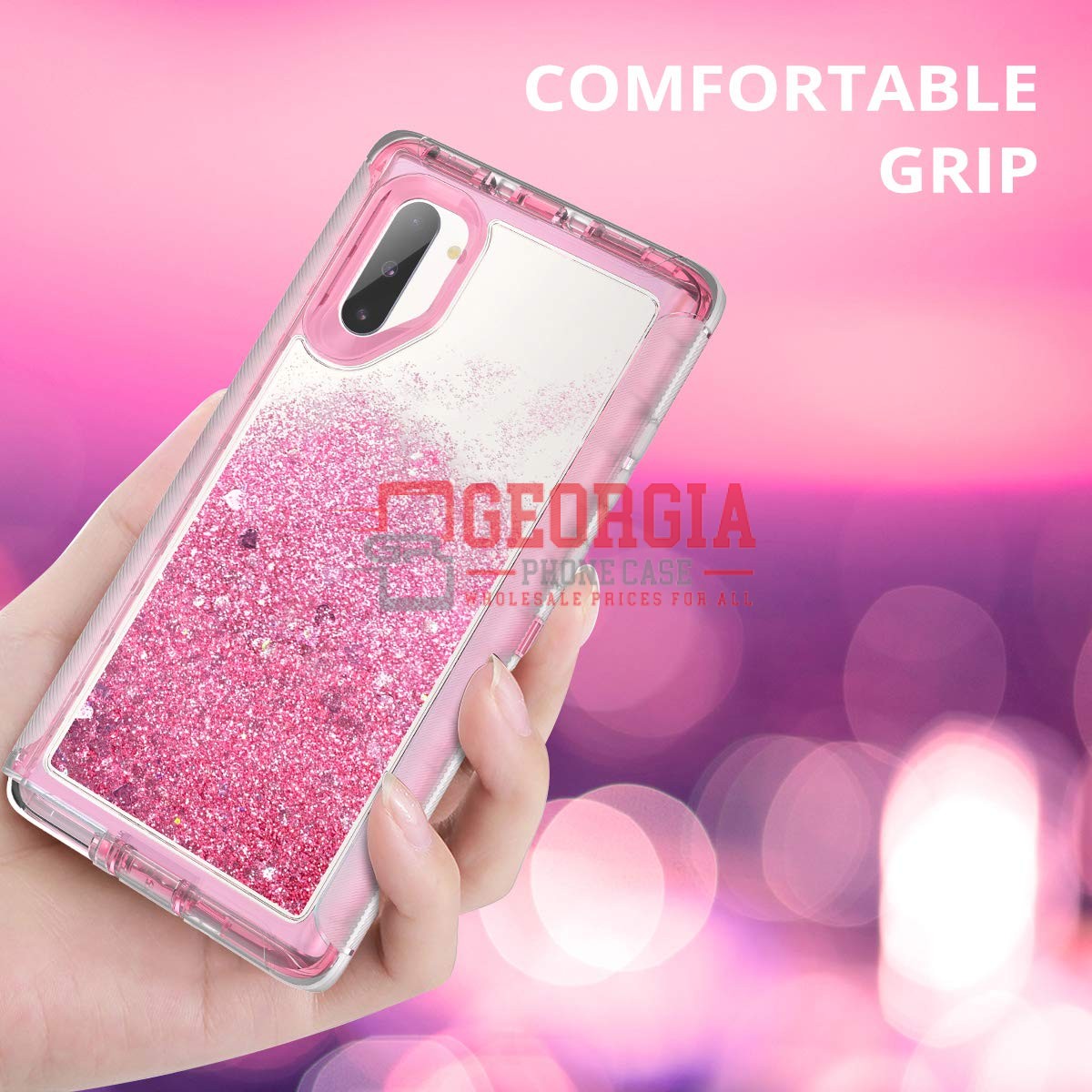 D17- Liquid Glitter Pink 6.3inch Samsung Galaxy Note 10 Hybrid Robot Hard Case H…