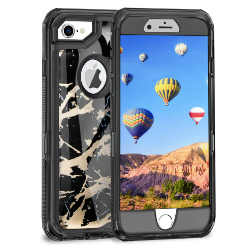 D21- Marble Black 4.7inch iPhone SE 2022/2020 6 6s 7 8 Hybrid Robot Hard Case Heavy Duty Back Cover Defender Style – Georgia Phone Case