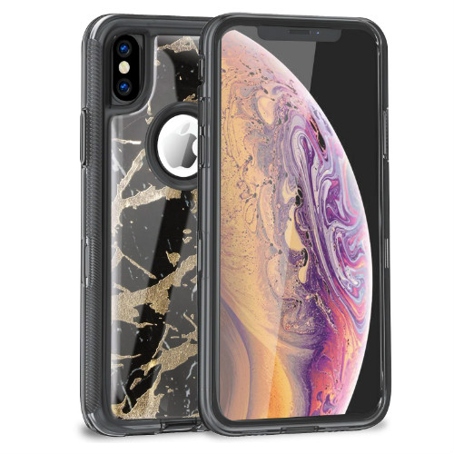 D21- Marble Black 5.8inch iPhone X Xs Hybrid Robot Hard Case Heavy Duty Back Cover Defender Style – Georgia Phone Case