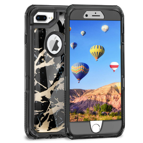 D21- Marble Black 5.5inch iPhone 6 Plus 6s Plus 7 Plus 8 Plus Hybrid Robot Hard Case Heavy Duty Back Cover Defender Style – Georgia Phone Case