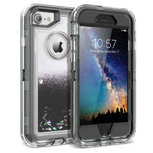 D15- Liquid Glitter Black 4.7inch iPhone SE 2022/2020 Hybrid Robot Hard Case Heavy Duty Back Cover – Georgia Phone Case