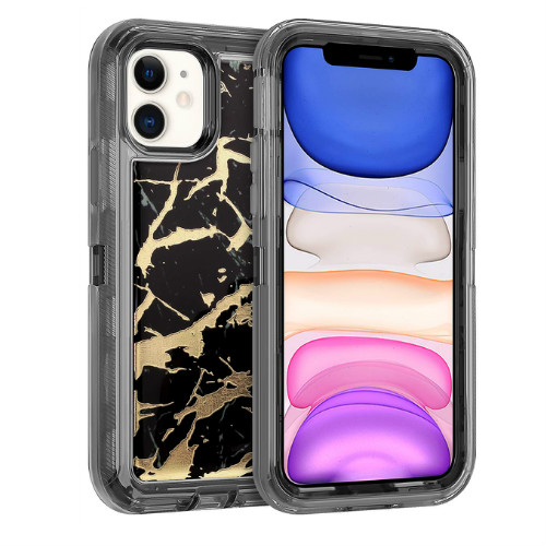 D21- Marble Black 6.1inch iPhone 12/12 Pro Hybrid Robot Hard Case Heavy Duty Back Cover Defender Style – Georgia Phone Case