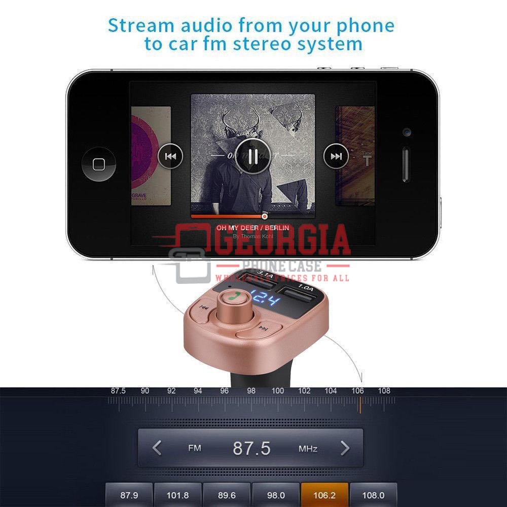 D556-Gold FM Transmitter Aux Modulator Bluetooth Handsfree Car Kit Car Audio MP3…