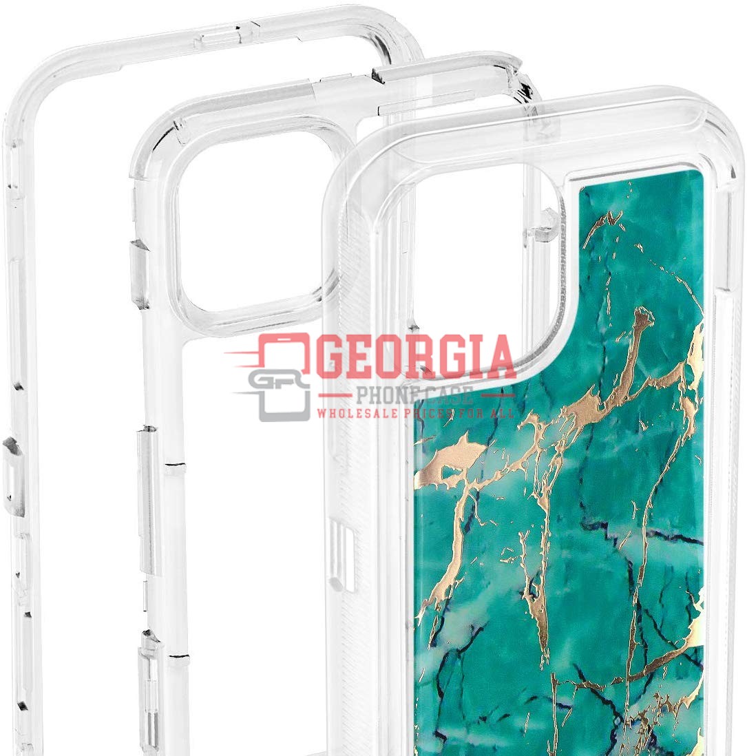 D22- Marble Green 6.5inch iPhone 11 Pro Max Hybrid Robot Hard Case Heavy Duty Ba…
