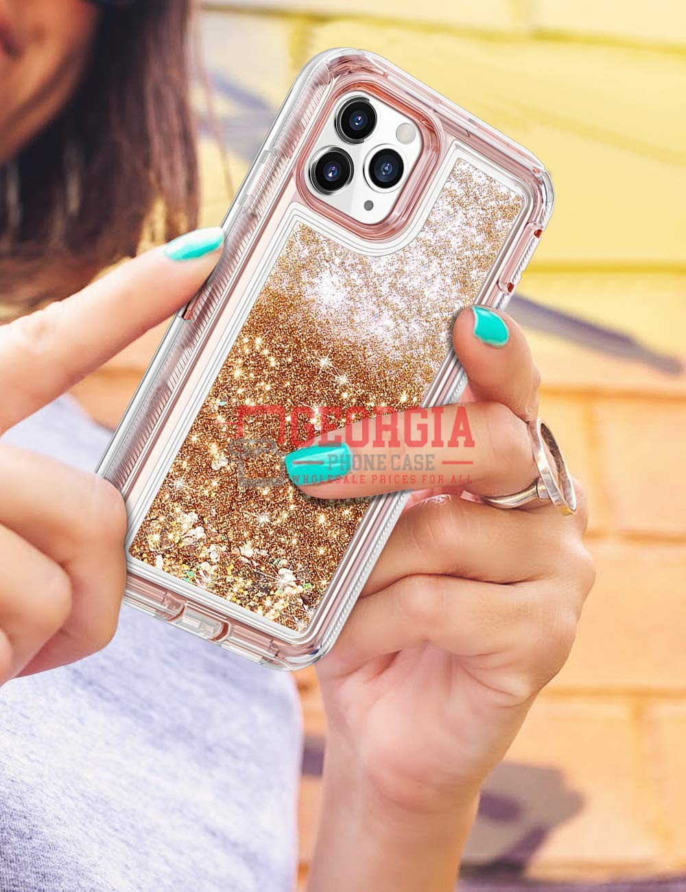 D16- Liquid Glitter Gold 6.5inch iPhone 11 Pro Max Hybrid Robot Hard Case Heavy …