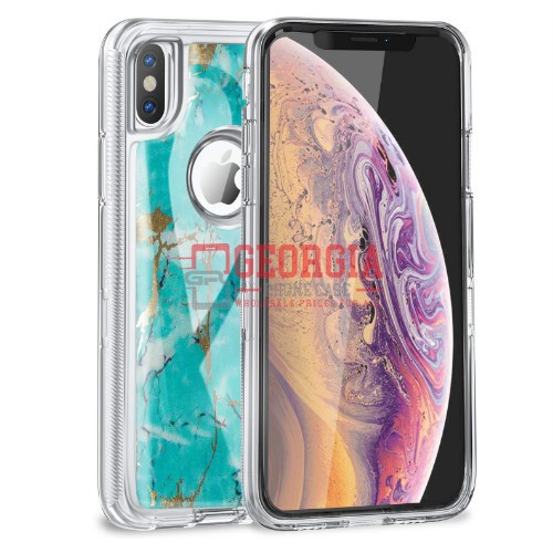 D22- Marble Green 5.8inch iPhone X Xs Hybrid Robot Hard Case Heavy Duty Back Cover Defender Style – Georgia Phone Case