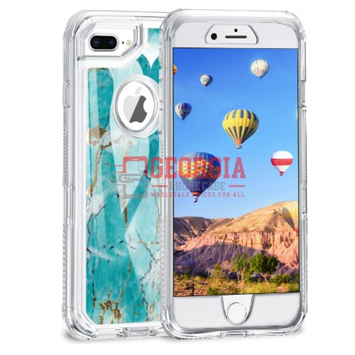 D22- Marble Green 5.5inch iPhone 6 Plus 6s Plus 7 Plus 8 Plus Hybrid Robot Hard Case Heavy Duty Back Cover Defender Style – Georgia Phone Case