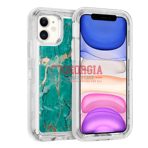 D22- Marble Green 6.1inch iPhone 12/12 Pro Hybrid Robot Hard Case Heavy Duty Back Cover Defender Style – Georgia Phone Case