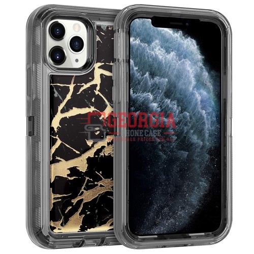 D21- Marble Black 6.5inch iPhone 11 Pro Max Hybrid Robot Hard Case Heavy Duty Ba…