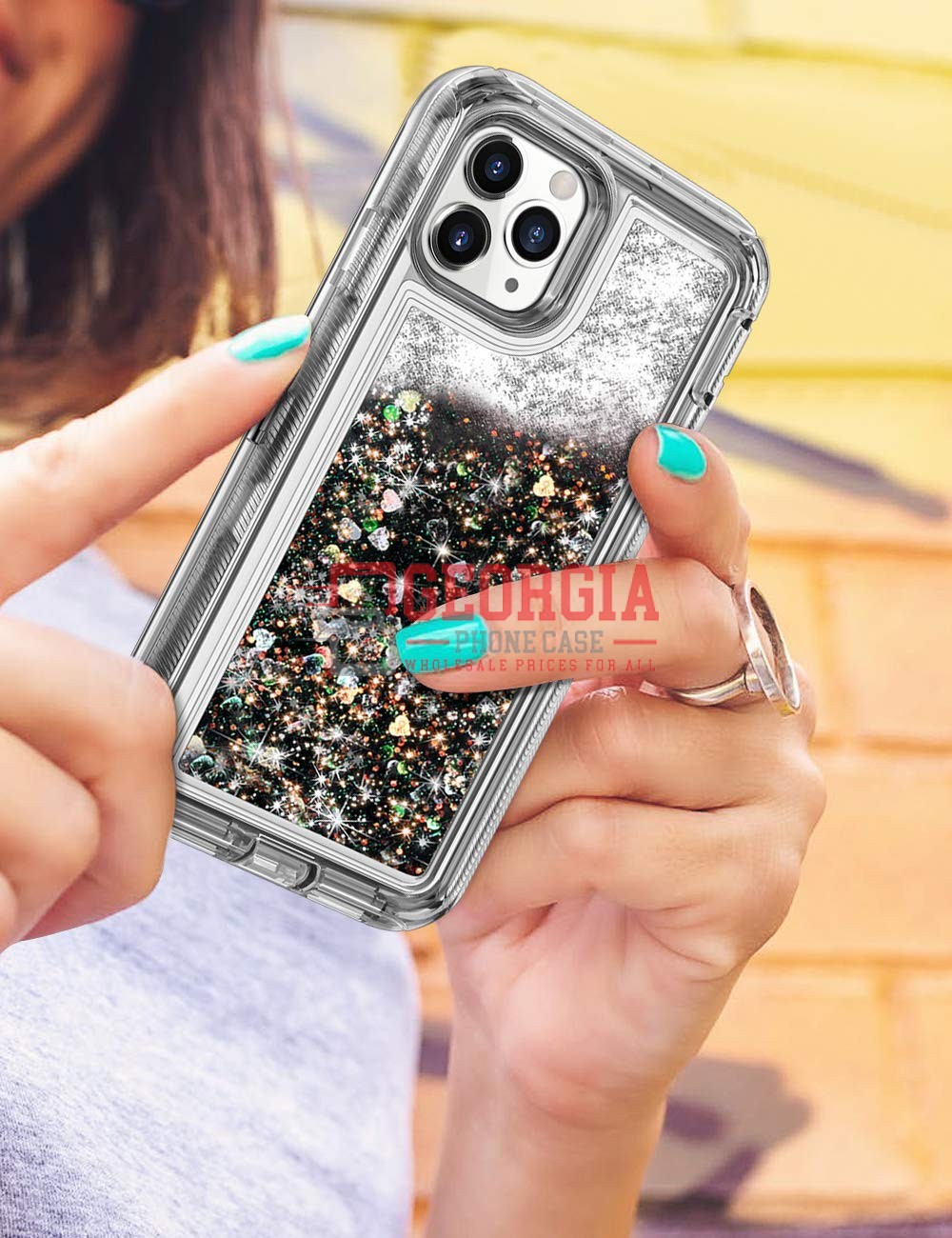 D15- Liquid Glitter Black 6.5inch iPhone 11 Pro Max Hybrid Robot Hard Case Heavy…