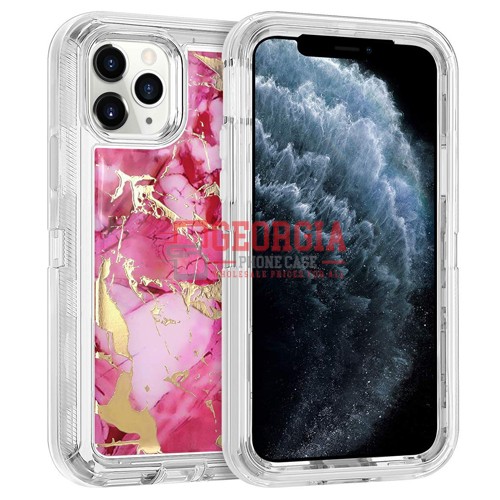 D23- Marble Pink 5.8inch iPhone 11 Pro Hybrid Robot Hard Case Heavy Duty Back Cover Defender Style – Georgia Phone Case