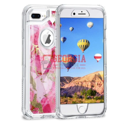 D23- Marble Pink 5.5inch iPhone 6 Plus 6s Plus 7 Plus 8 Plus Hybrid Robot Hard Case Heavy Duty Back Cover Defender Style – Georgia Phone Case