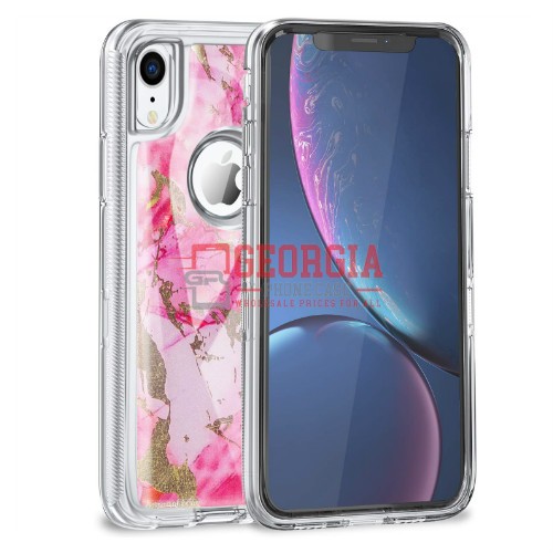 D23- Marble Pink 6.1inch iPhone Xr Hybrid Robot Hard Case Heavy Duty Back Cover Defender Style – Georgia Phone Case