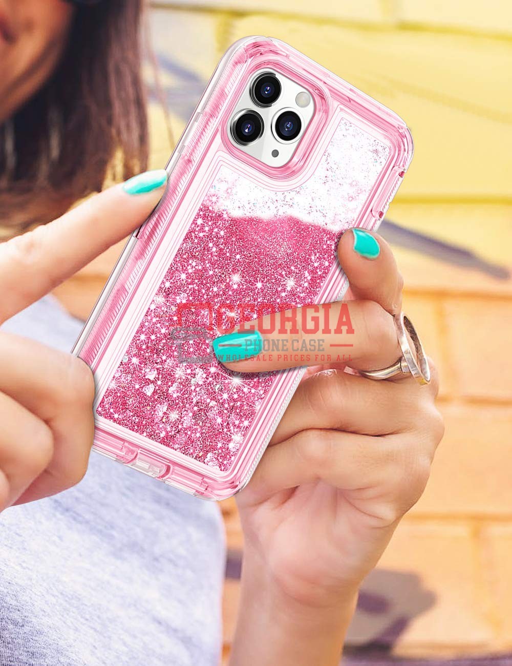 D17- Liquid Glitter Pink 6.5inch iPhone 11 Pro Max Hybrid Robot Hard Case Heavy …