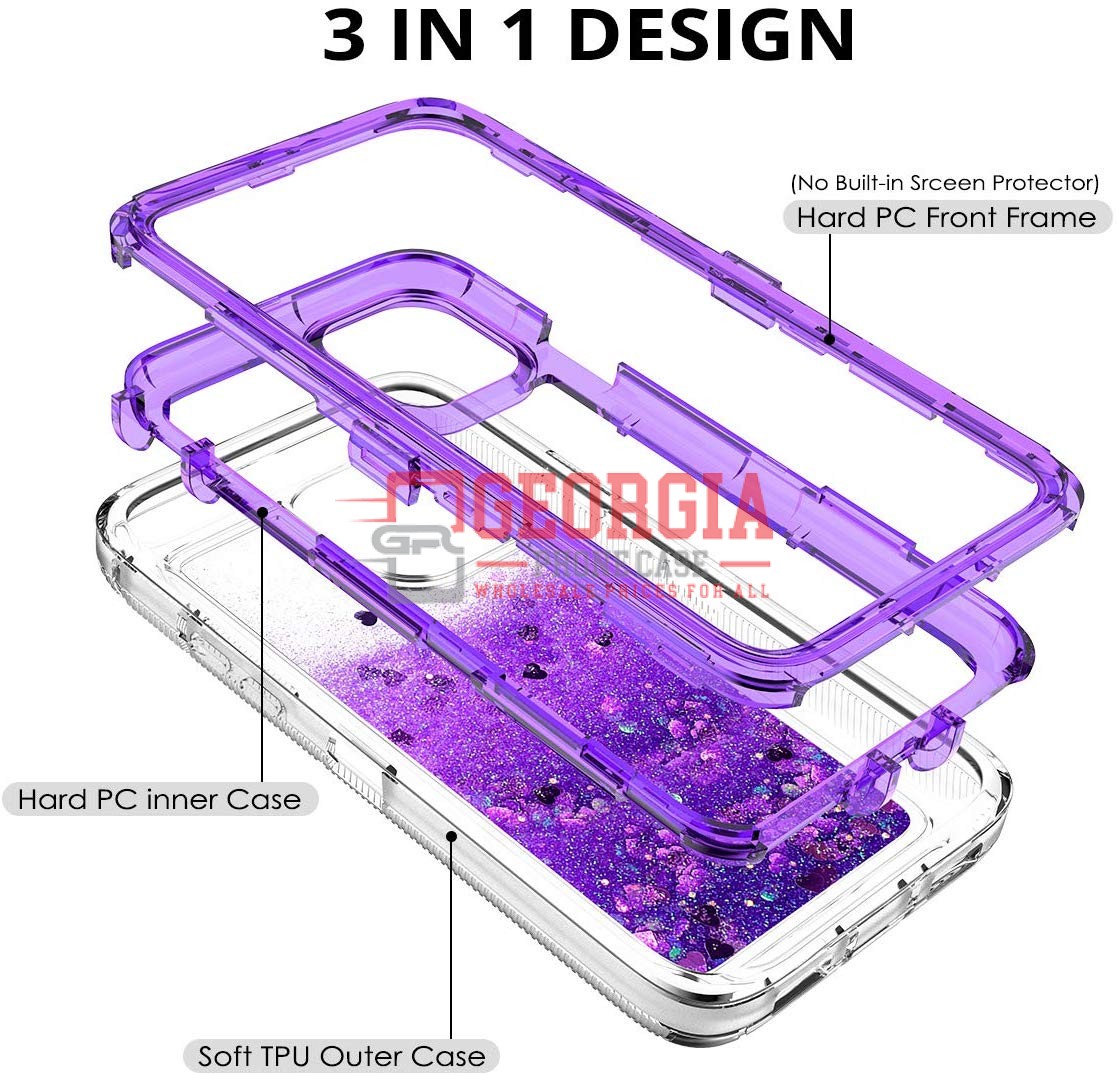 D19- Liquid Glitter Purple 5.8inch iPhone 11 Pro Hybrid Robot Hard Case Heavy Du…