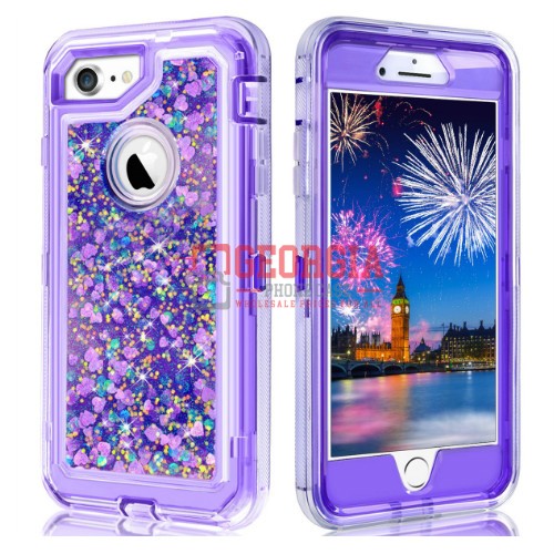 D19- Liquid Glitter Purple 4.7inch iPhone SE 2022/2020 Hybrid Robot Hard Case Heavy Duty Back Cover – Georgia Phone Case