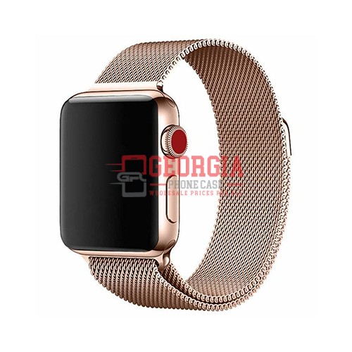 D36-Rose Gold Apple Watch Size 42mm/44mm/45mm/49mm Series 1 to 9 / SE / Ultra Metal Band Adjustable Closure Wrist Strap Fits All – Georgia Phone Case
