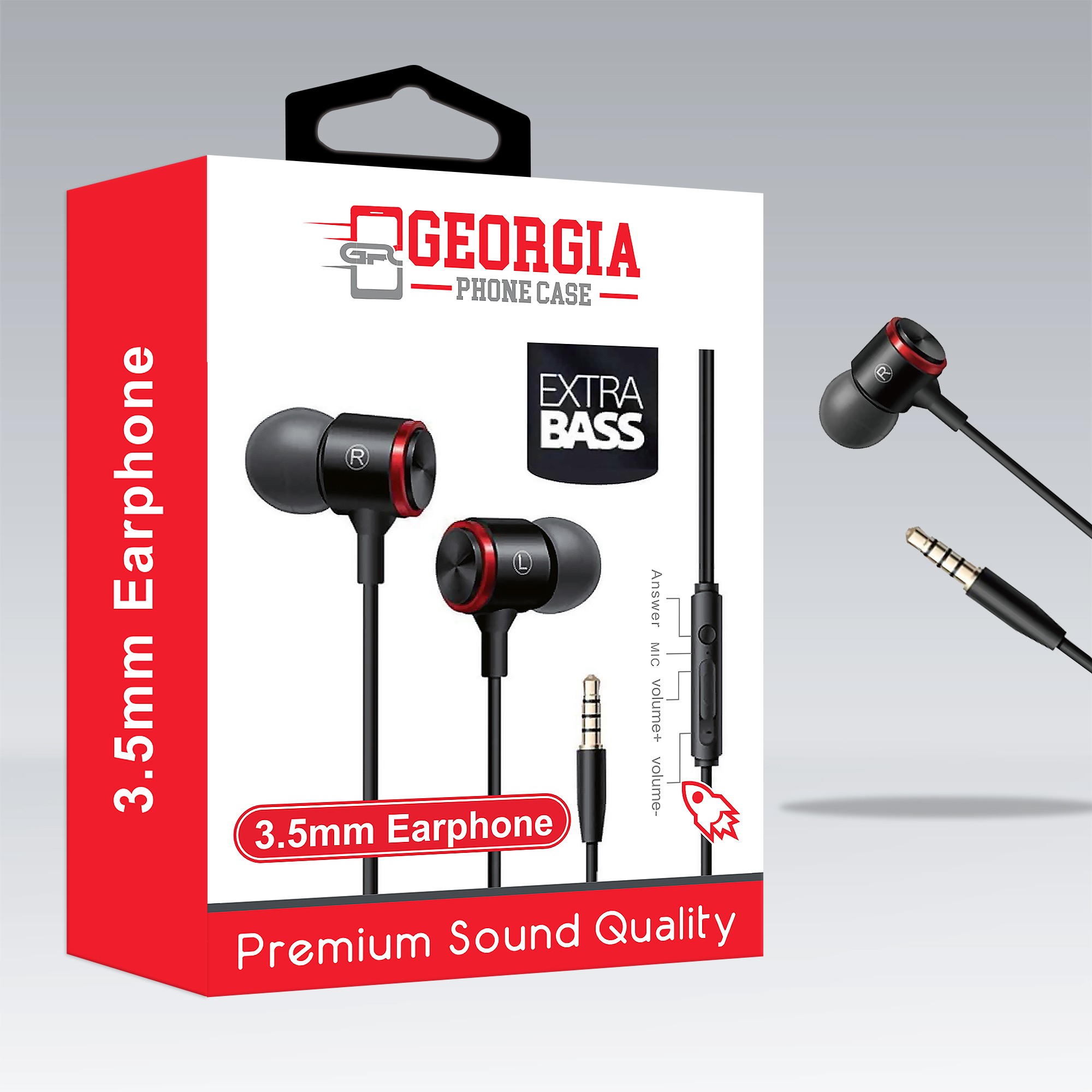 D218-Black-E3 Metal Stereo Bass 3.5 mm Wired Earphone With Microphone in-ear Earphones Headphones For Phone Computer iPhone Samsung LG – Georgia Phone Case