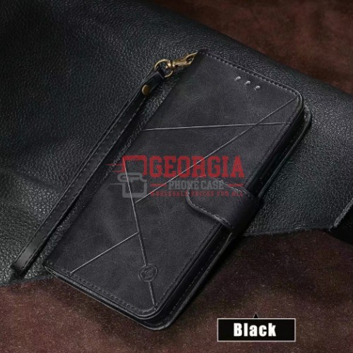 D76-Black 6.5inch iPhone XS Max Embossed Rhombic Flip PU Leather Case With Card …