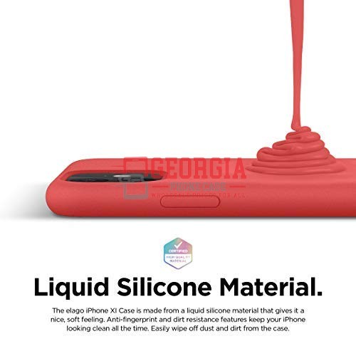 D85-Red 6.1inch iPhone 11 Liquid Silicone Case Slim Soft Gel Rubber Back Cover &…
