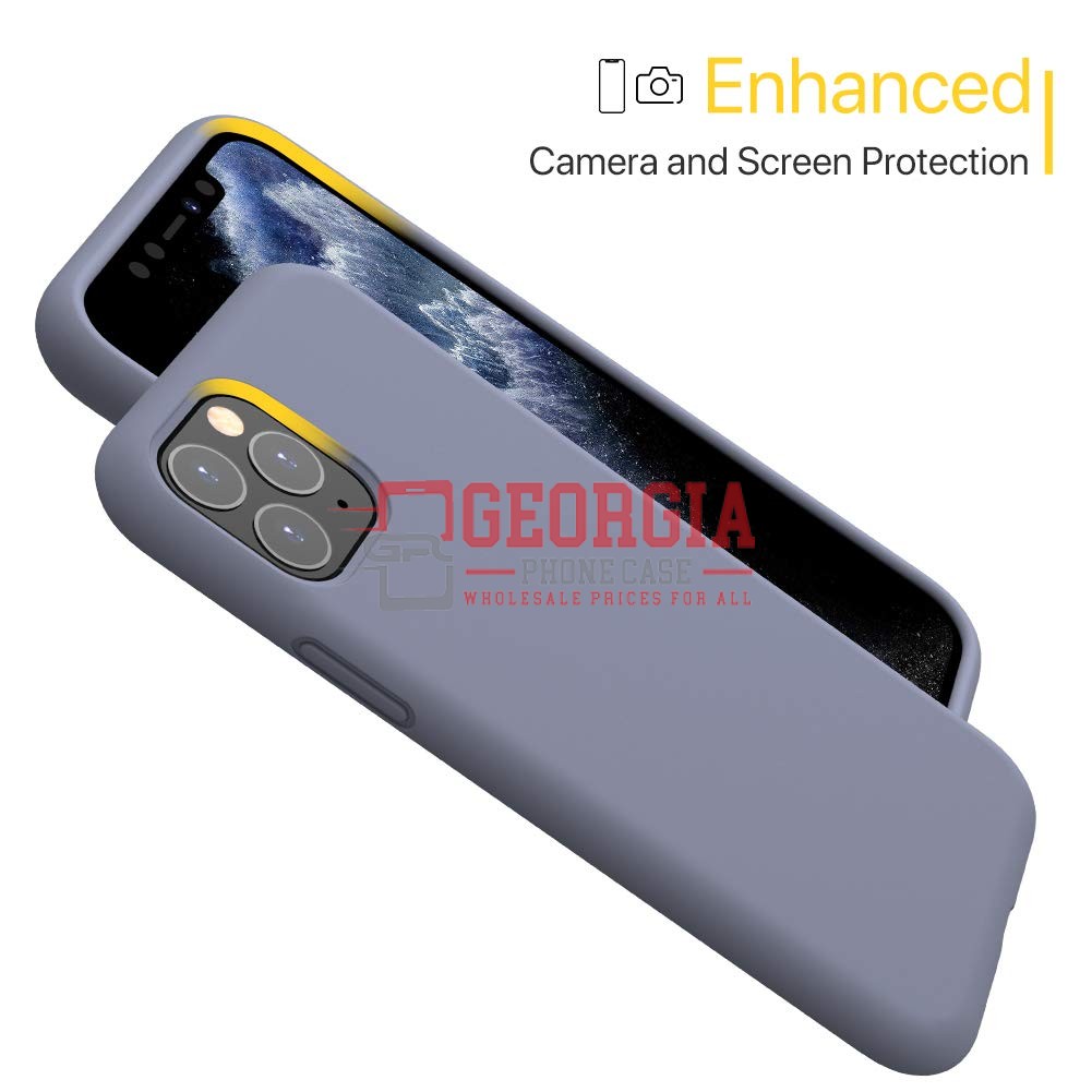 D89-Grey 6.5inch iPhone 11 Pro Max Liquid Silicone Case Slim Soft Gel Rubber Bac…