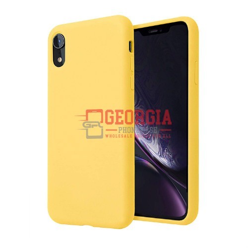 D88-Yellow 6.1inch iPhone XR Liquid Silicone Case Slim Soft Gel Rubber Back Cover – Georgia Phone Case