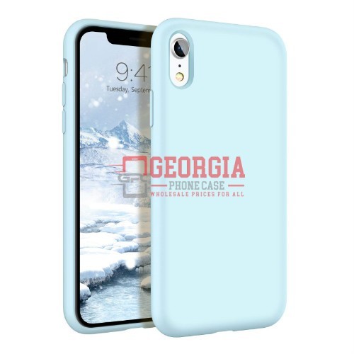 D90-Light Blue 6.1inch iPhone XR Liquid Silicone Case Slim Soft Gel Rubber Back Cover – Georgia Phone Case