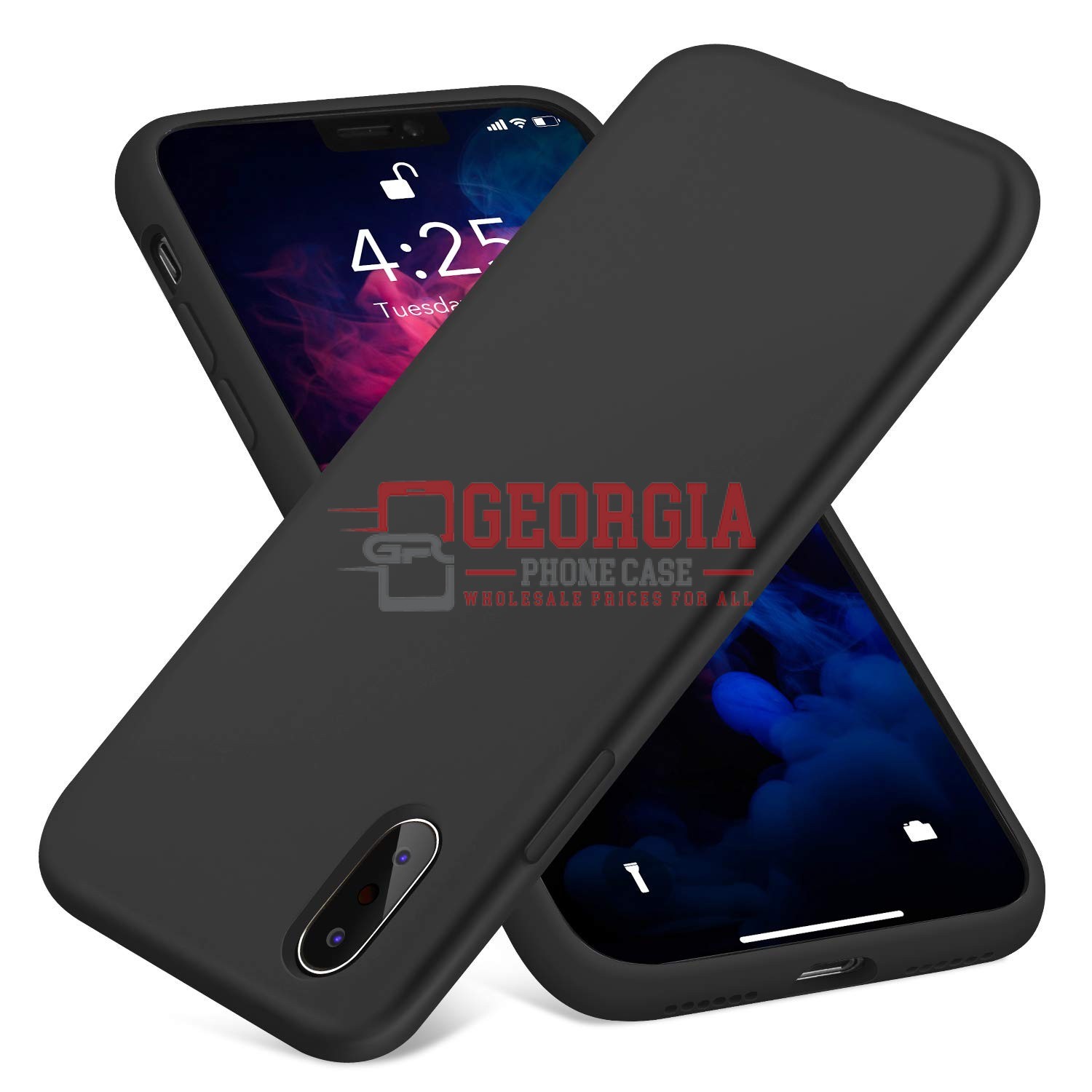 D86-Black 6.5inch iPhone Xs Max Liquid Silicone Case Slim Soft Gel Rubber Back C…