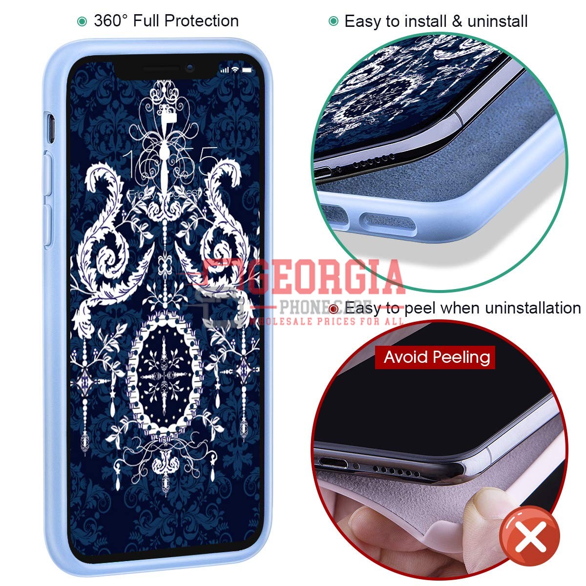 D90-Light Blue 6.1 inch iPhone 15 Liquid Silicone Case Slim Soft Gel Rubber Back…