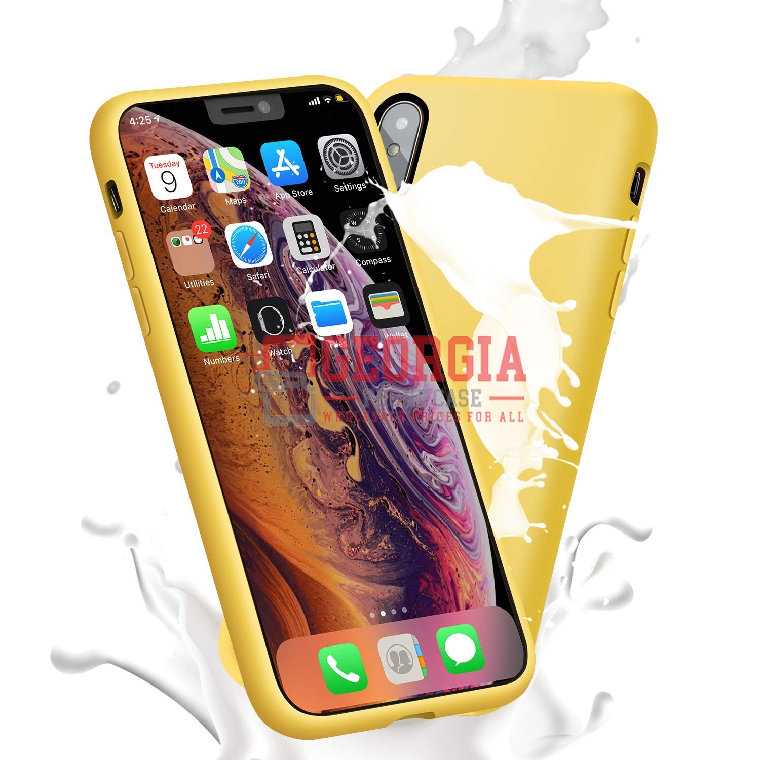 D88-Yellow 6.5inch iPhone Xs Max Liquid Silicone Case Slim Soft Gel Rubber Back …