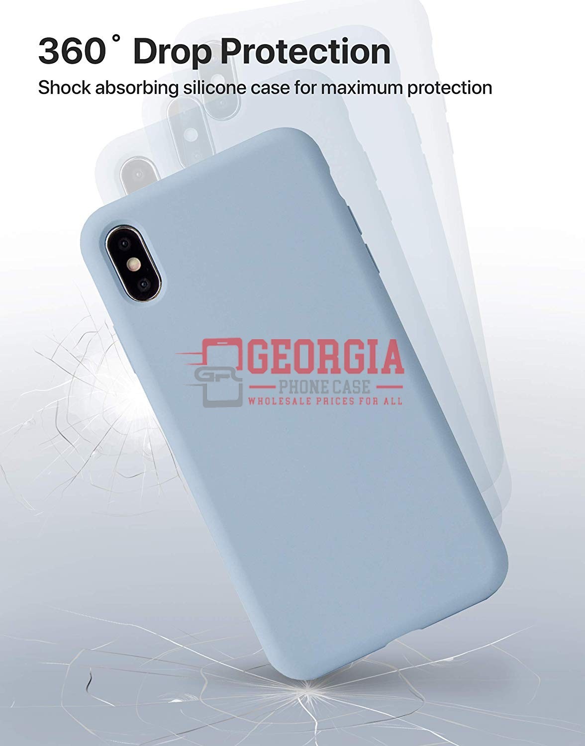 D90-Light Blue 6.5inch iPhone Xs Max Liquid Silicone Case Slim Soft Gel Rubber B…