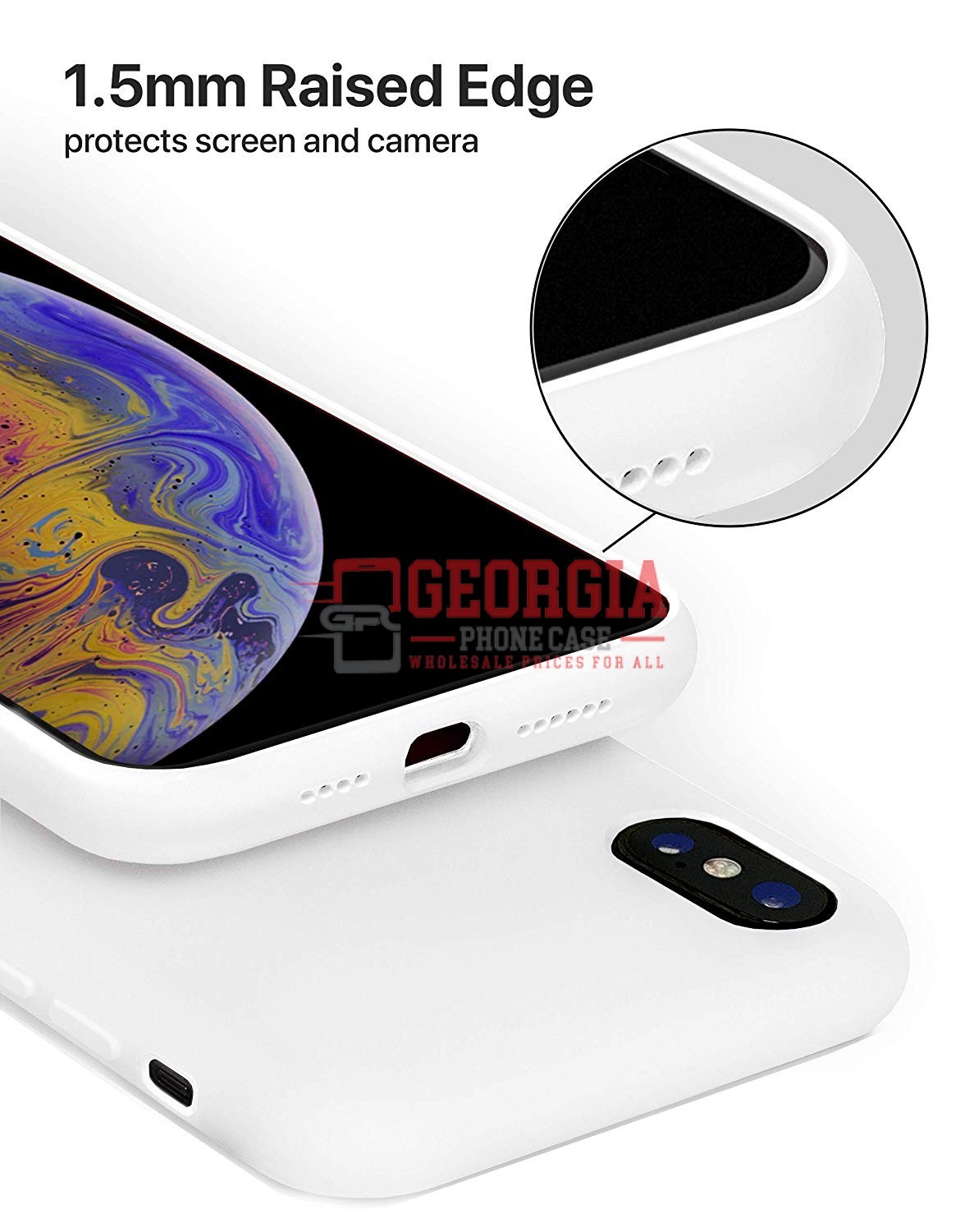 D91-White 5.8inch iPhone X Xs Liquid Silicone Case Slim Soft Gel Rubber Back Cov…