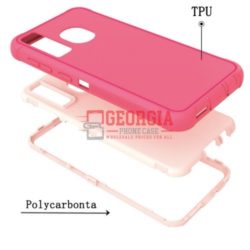 D5-Plain Pink 6.4inch Samsung Galaxy A20(205)/A30(305)/A50(505) Robot Hard Case With Belt Clip Heavy Duty Back Cover - Georgia Phone Case - Image 3