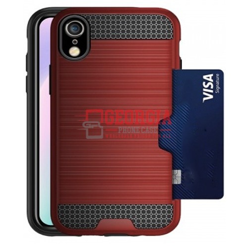 D69-Red Apple iPhone XS Max 6.5inch Side Card ShockProof Credit Card Holder Wallet case – Georgia Phone Case