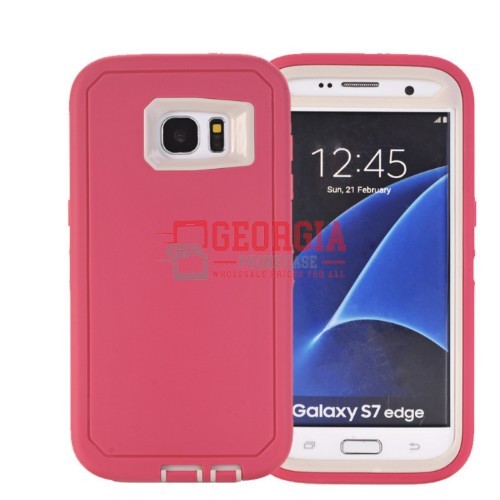 D5-Plain Pink White 5.5inch Samsung Galaxy S7 Edge Hybrid Robot Hard Case With Belt Clip Heavy Duty Back Cover Defender Style – Georgia Phone Case