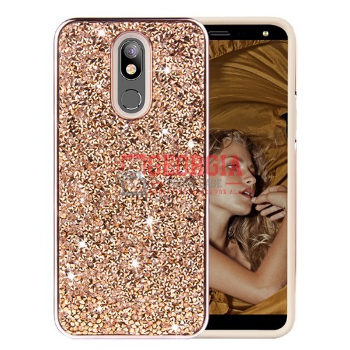 D37-Luxury Rose Gold Diamond 5.7inch LG K40 Bling 2 in 1 Shockproof TPU Case Glitter Hard Back Cover – Georgia Phone Case