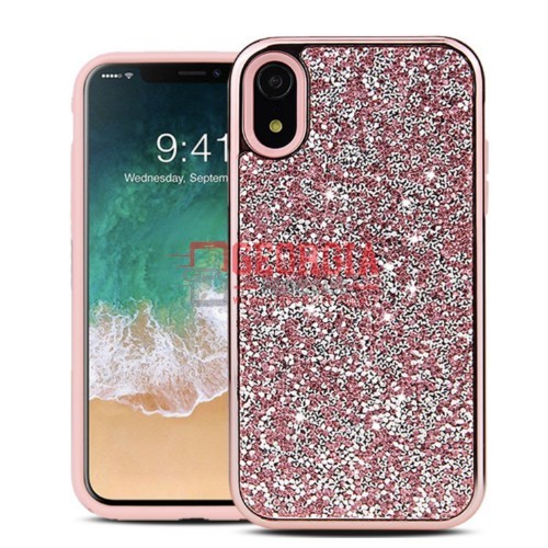 D38-Luxury Pink Diamond 6.1inch iPhone XR Bling 2 in 1 Shockproof TPU Case Glitt…