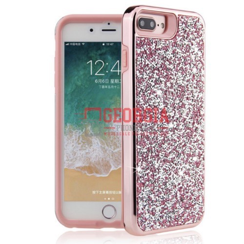 D38-Luxury Pink Diamond 5.5inch iPhone 6 Plus 6s Plus 7 Plus 8 Plus Bling 2 in 1 Shockproof TPU Case Glitter Hard Back Cover – Georgia Phone Case