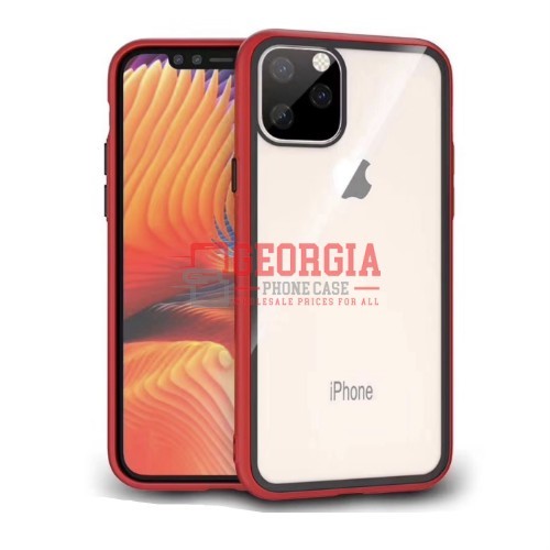 D49-Red Black Dual Color 5.8inch iPhone 11 Pro Hybrid TPU Frame Shockproof Clear 9H Tempered Glass Transparent Protective Cover Case – Georgia Phone Case