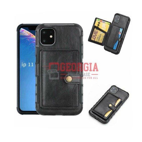 D101- Black iPhone 12 Pro Max 6.7inch Vintage Soft Leather Wallet Credit Card Purse Back Cover Cellphone Full Protective Case With Holder – Georgia Phone Case