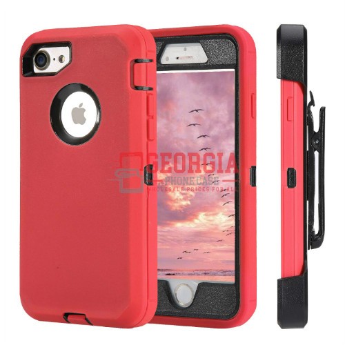 D4-Plain Red Black 4.7inch iPhone SE 2022/2020 Robot Hard Case With Belt Clip He…