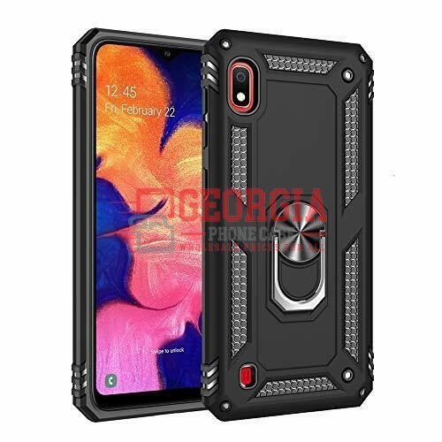 D64-Black 5.9inch Samsung Galaxy A10e Shockproof Hybrid Defender Gradient TPU PC Cover Case With 360 Car Holder Finger Ring Bracket – Georgia Phone Case