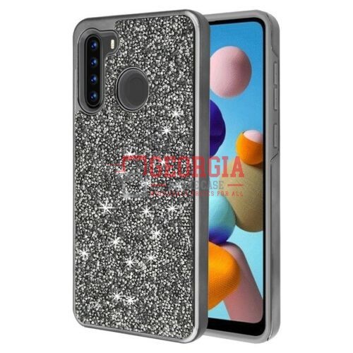 D39-Luxury Black Diamond 6.5inch Samsung A21 Bling 2 in 1 Shockproof TPU Case Glitter Hard Back Cover – Georgia Phone Case