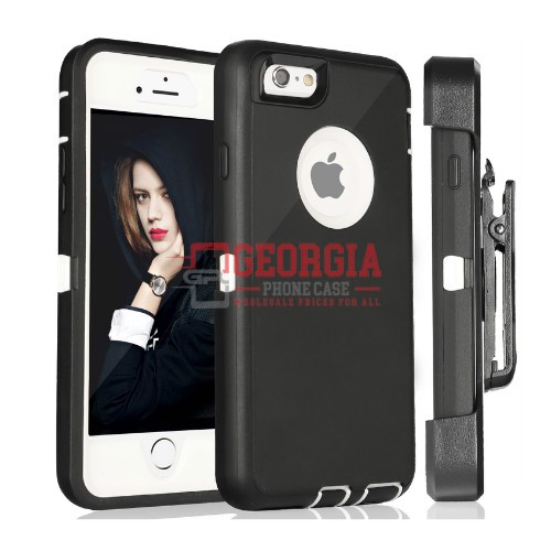 D1-Plain Black 4.7inch iPhone SE 2022/2020 Robot Hard Case With Belt Clip Heavy …